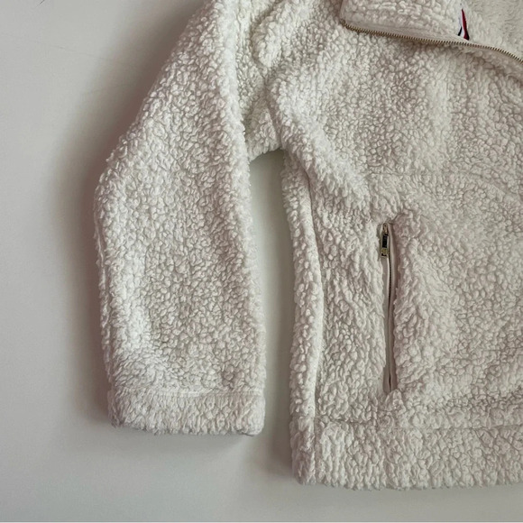 TOMMY HILFIGER Teddy Plush Sherpa Cream Fleece Quarter Zip Pullover Size Small - Picture 3 of 12